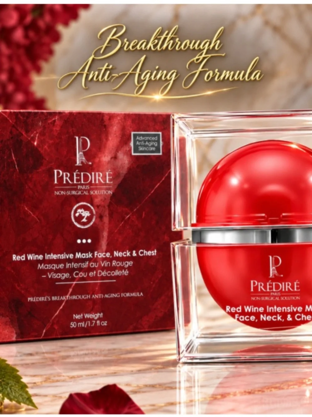 Prédiré Paris Red Wine Intensive Mask-Face, Neck and Chest 1.7 fl oz, MSRP $950